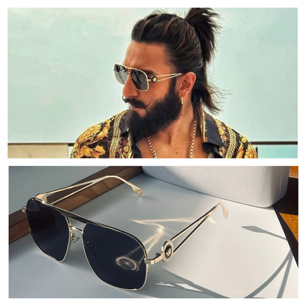 Ranveer Singh Inspired RoyalEdge Aviator Sunglasses – Premium Gold Frame Luxury Shades For Men And Women- FashionRazor