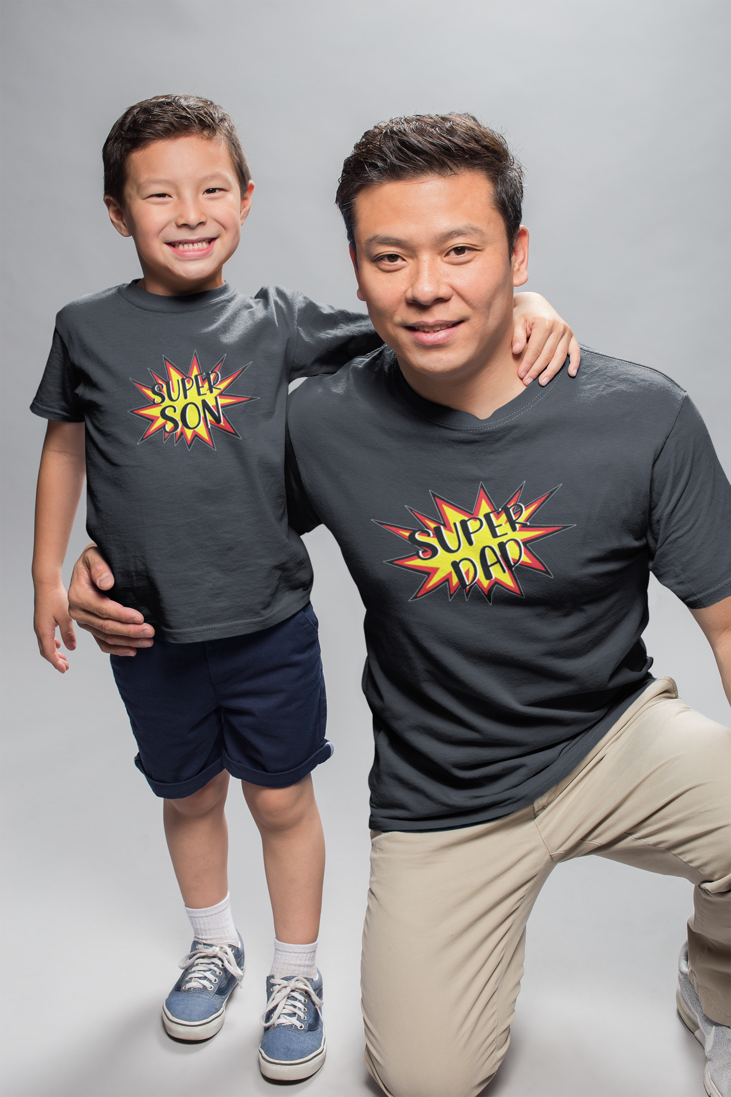 Super Dad Father and Son Black Matching T-Shirt- FashionRazor