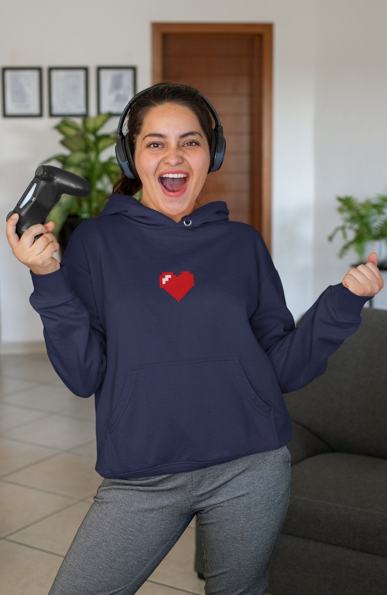 8 Bit Heart Hoodies for Women-FunkyTeesClub - Funky Tees Club