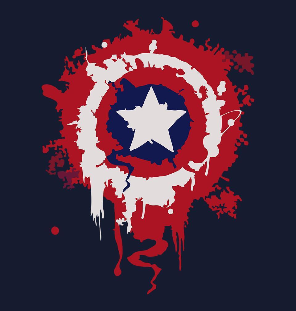 FunkyTradition Black Round Neck Captain America Mens Half Sleeves T-shirt