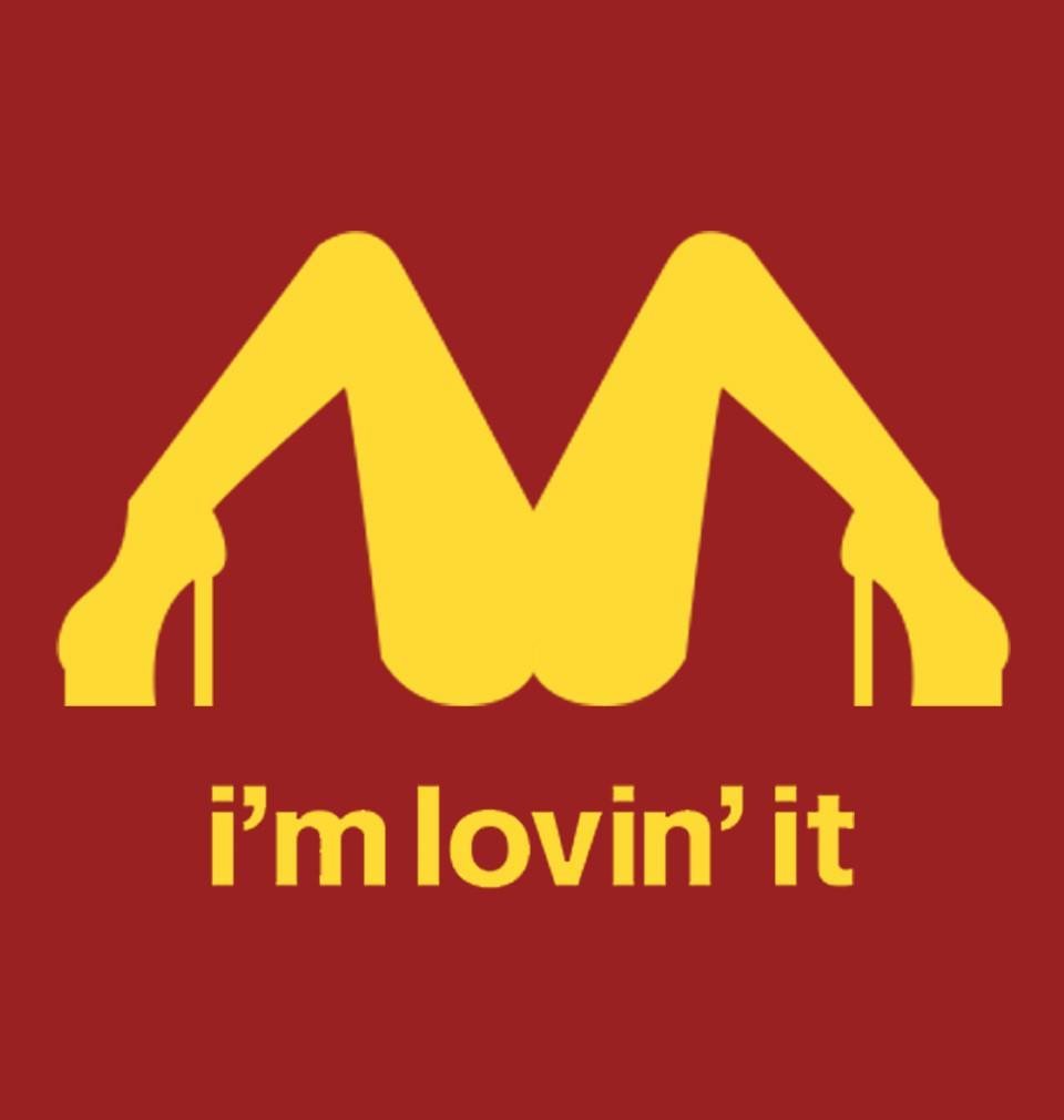 FunkyTradition Red Round Neck I Am Lovin It Half Sleeves T-Shirt