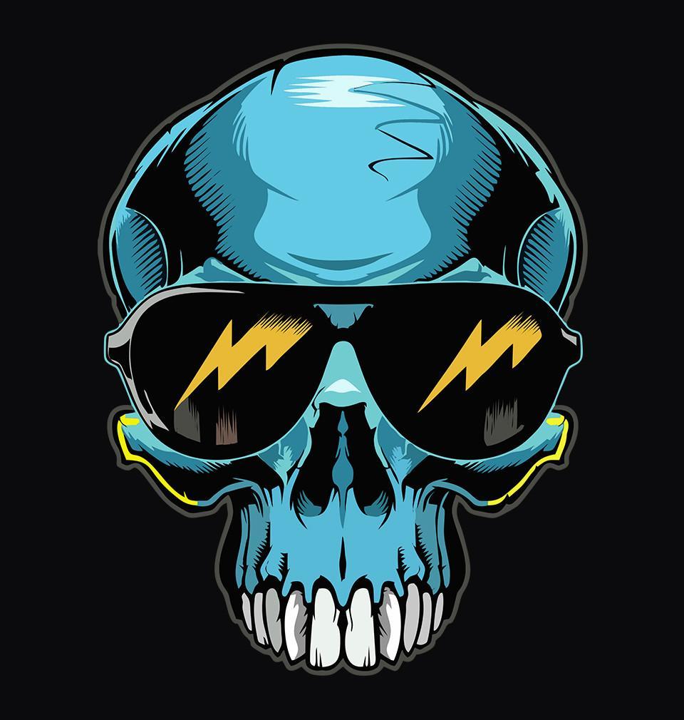 FunkyTradition Black Round Neck Funky Skull Men Half Sleeves T-Shirt