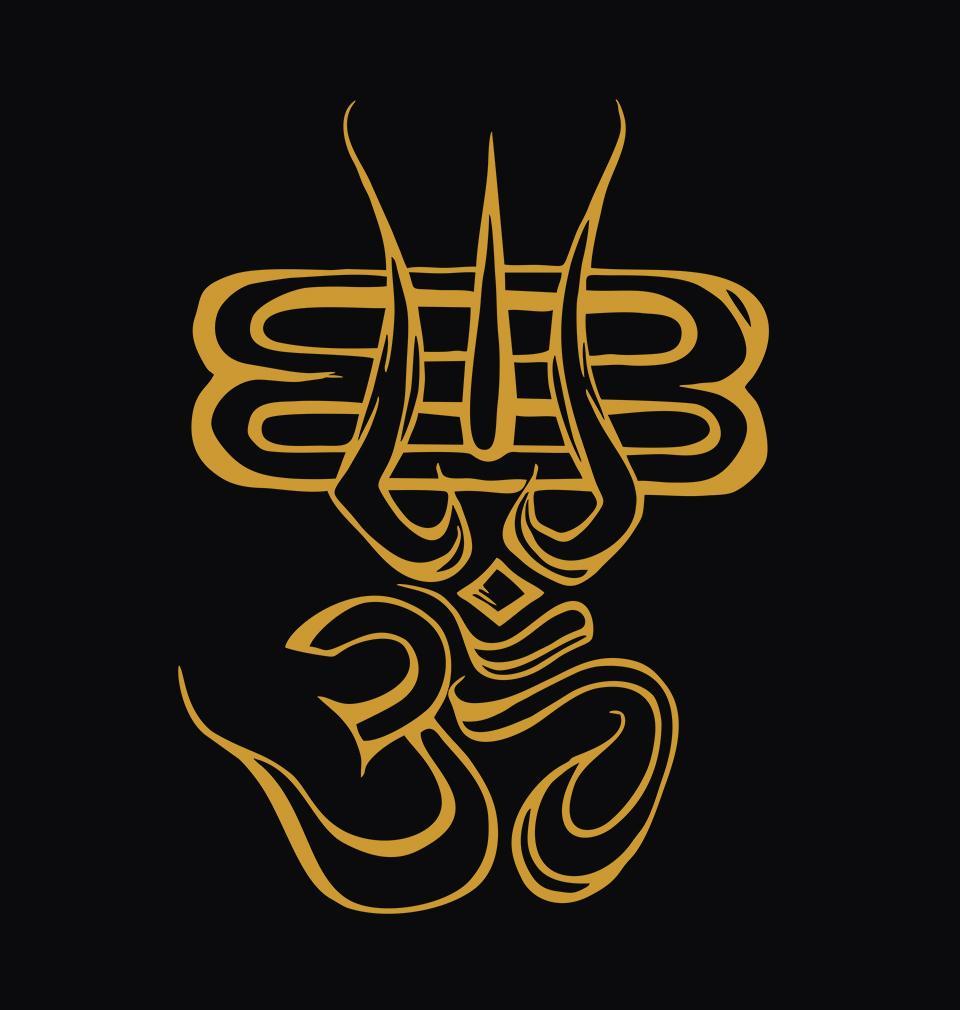 FunkyTradition Black Round Neck Om Design Half Sleeves T-Shirt