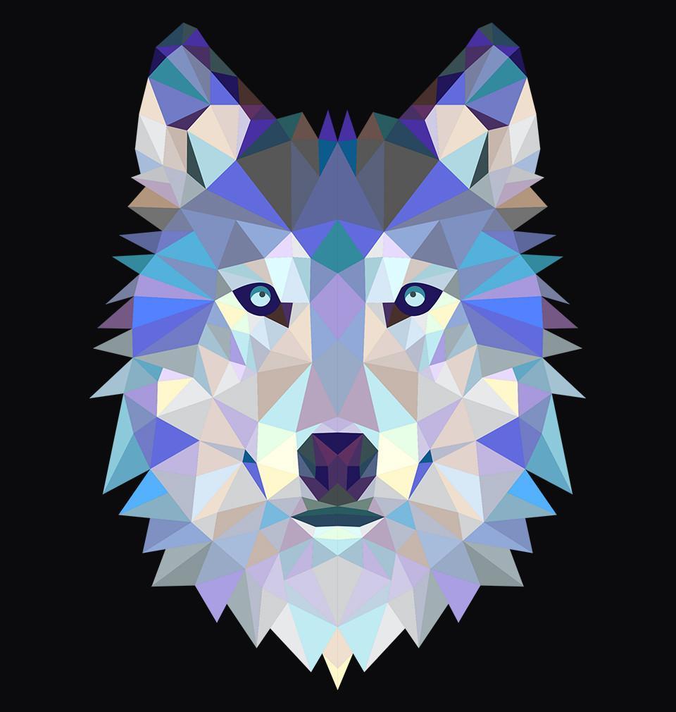 FunkyTradition Black Round Neck The Wolf 3D Half Sleeves T-Shirt