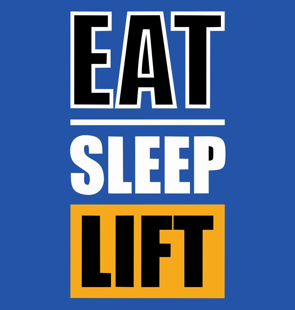 FunkyTradition Baby Blue Round Neck Eat Sleep Lift Half Sleeves T-Shirt