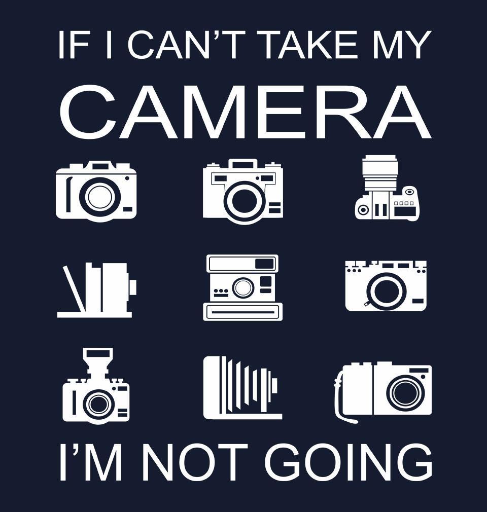 FunkyTradition Navy Blue Round Neck If I Cant Take My Camera Half Sleeves T-Shirt