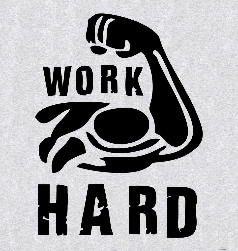 FunkyTradition Grey Round Neck Work Hard Men Half Sleeves T-Shirt