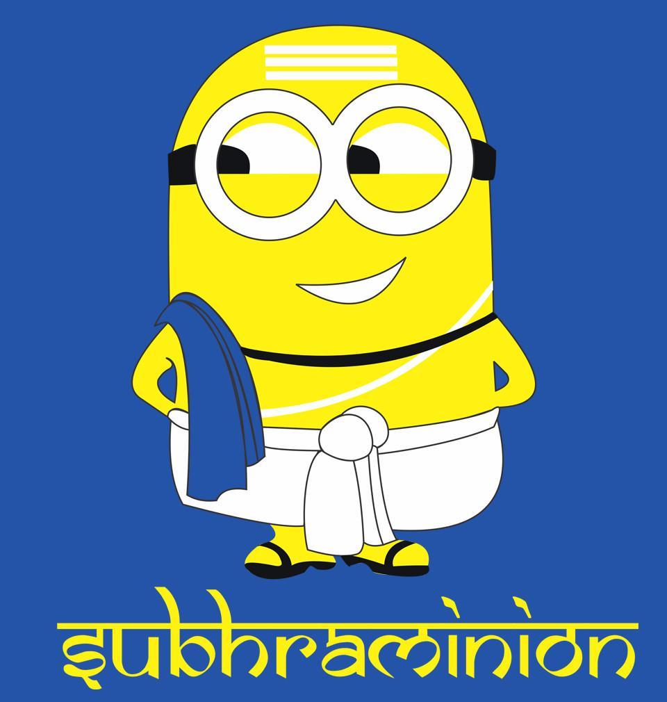 FunkyTradition Blue Round Neck Funny Subhraminion Half Sleeves T-Shirt