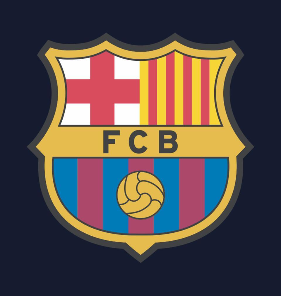 FunkyTradition Round Neck Navy Blue FCB Logo Half Sleeves T-Shirt