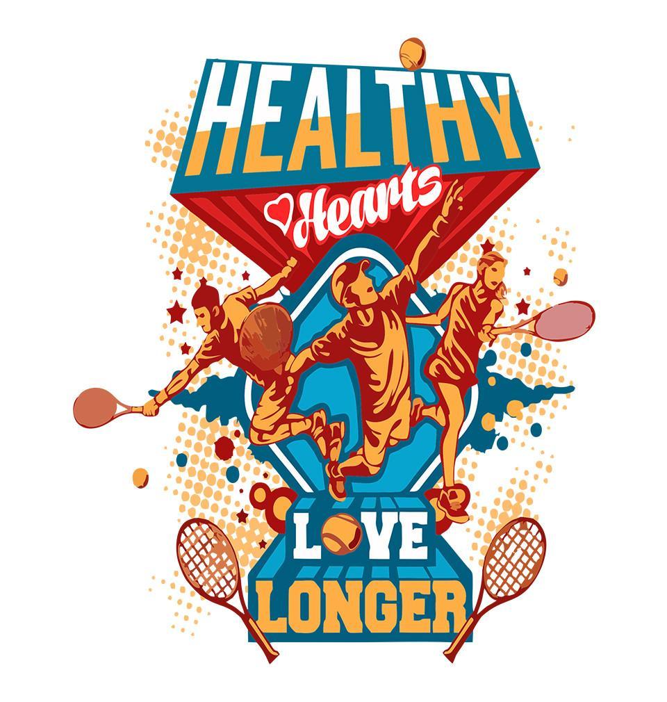 FunkyTradition White Round Neck Healthy Heart Live Longer Men Half Sleeves T-Shirt