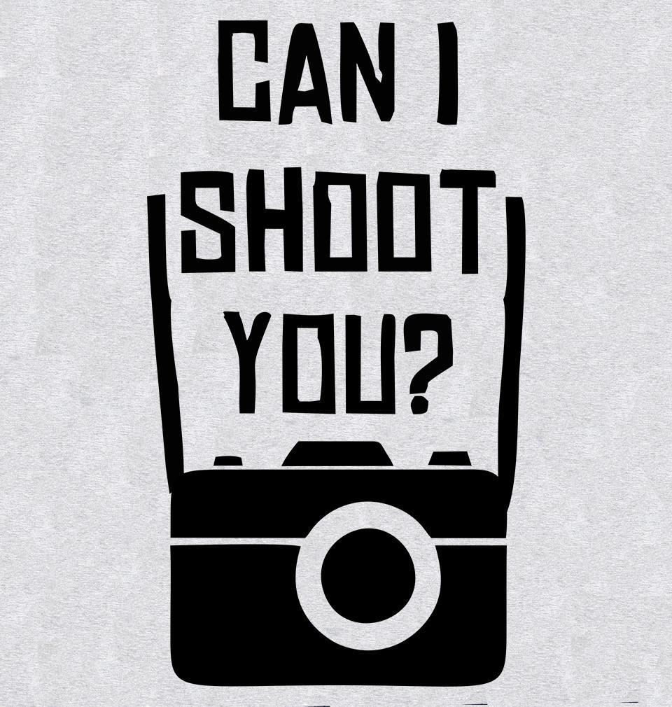 FunkyTradition Grey Round Neck Can I Shoot You Half Sleeves T-Shirt