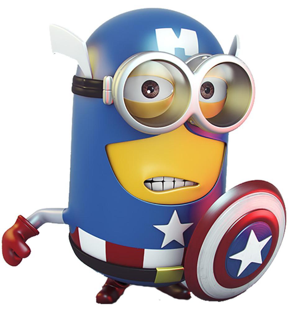 FunkyTradition White Round Neck Minion Captain America Funny Men Half Sleeves T-Shirt