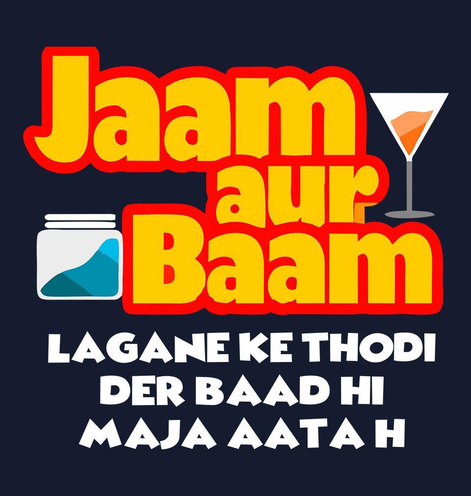 FunkyTradition Navy Blue Round Neck Jaam Aur Baam Men Half Sleeves T-Shirt