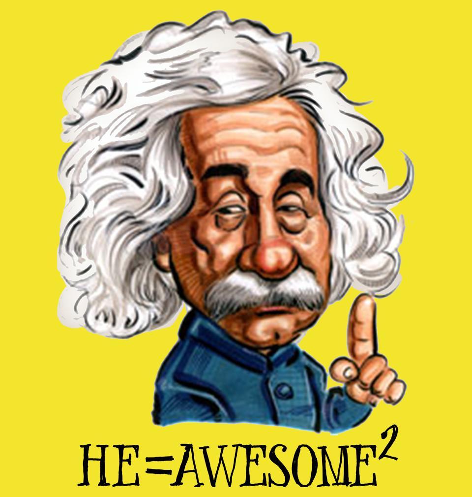 FunkyTradition Yellow Round Neck Funny Albert Einstien He Equal Awesome Half Sleeves T-Shirt