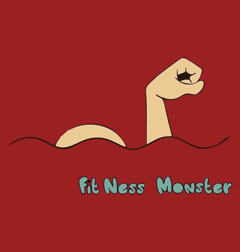 FunkyTradition Red Round Neck Fit Ness Monster Men Half Sleeves T-Shirt