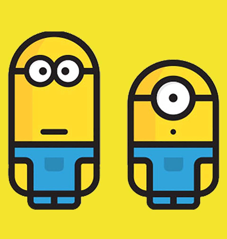 FunkyTradition White Round Neck Cute Minion Brothers Men Half Sleeves T-Shirt