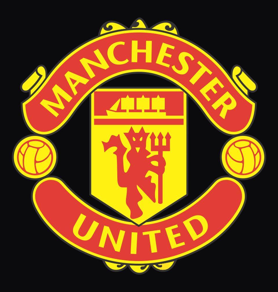 FunkyTradition Black Round Neck Manchester United Logo Half Sleeves T-Shirt