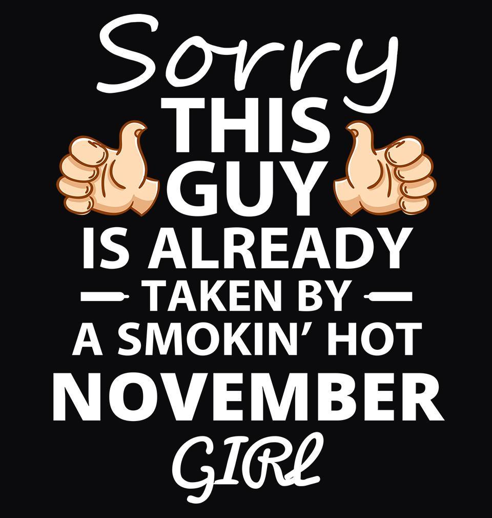 FunkyTradition Sorry This Guy Is Already Taken By Smoking Hote November Girl Black Hoodies