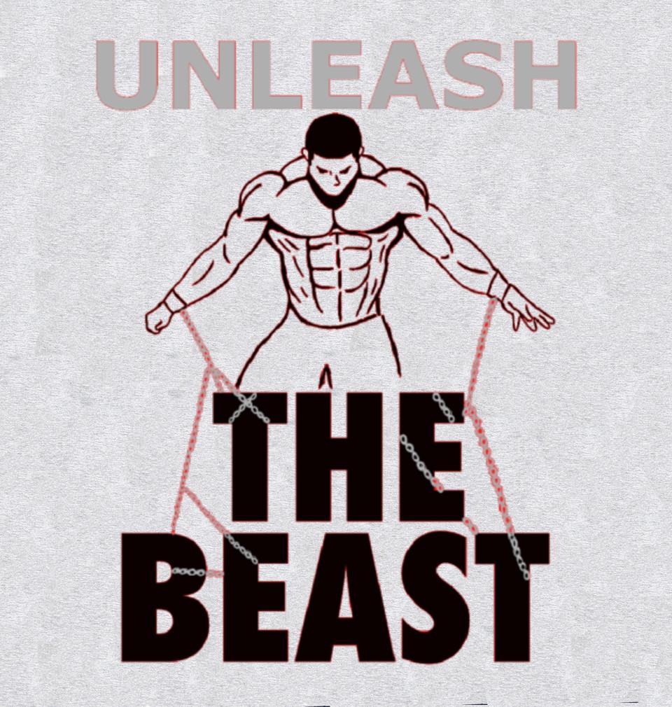 FunkyTradition White Round Neck Unleash The Beast Half Sleeves T-Shirt