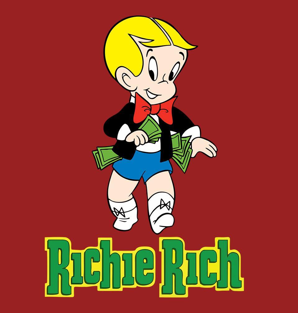 FunkyTradition Red Round Neck Riche Rich Men Half Sleeves T-Shirt