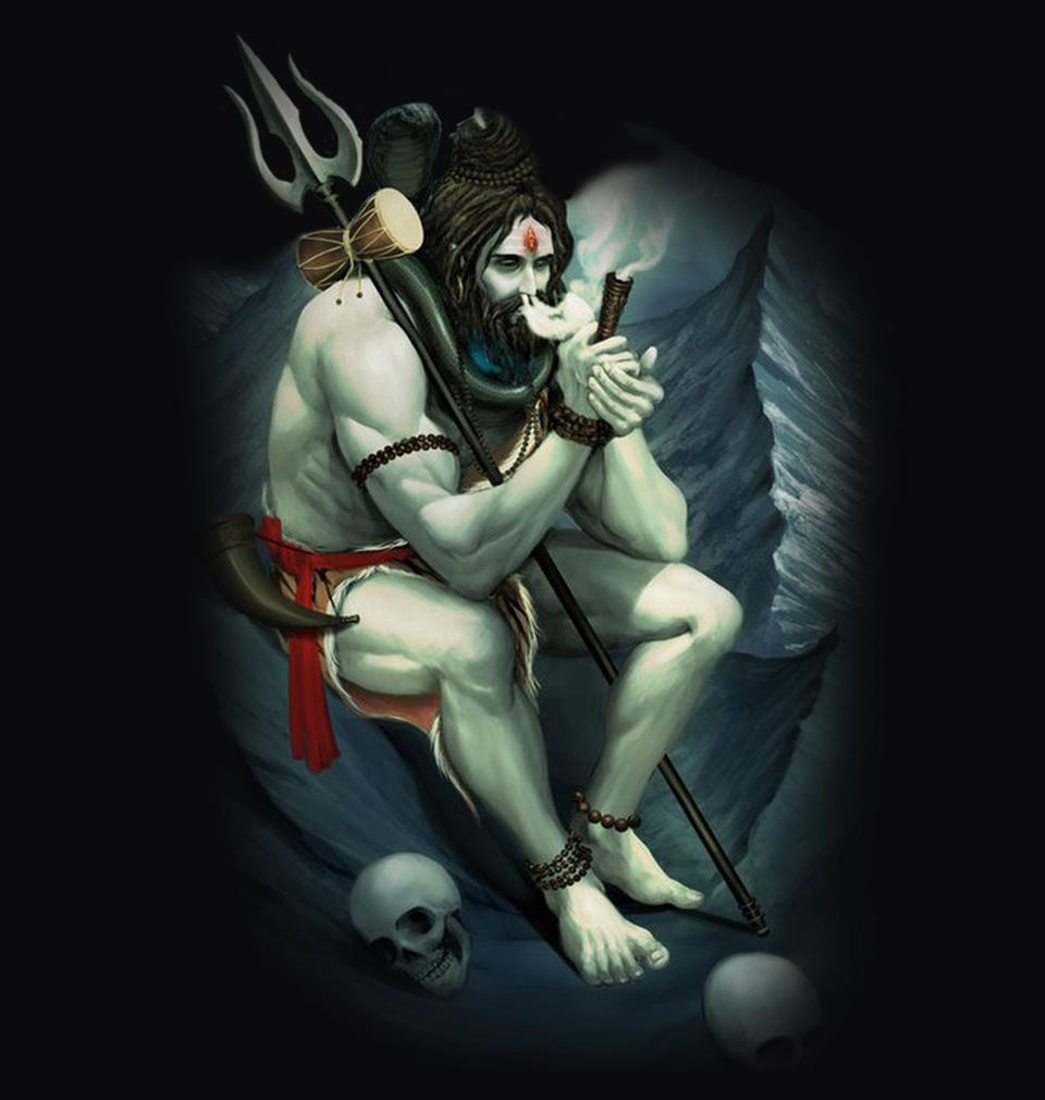 FunkyTradition Black Round Neck Aghori With Sutta Half Sleeves T-Shirt