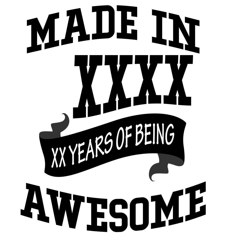 FunkyTradition White Round Neck Made In Year Men Half Sleeves T-Shirt