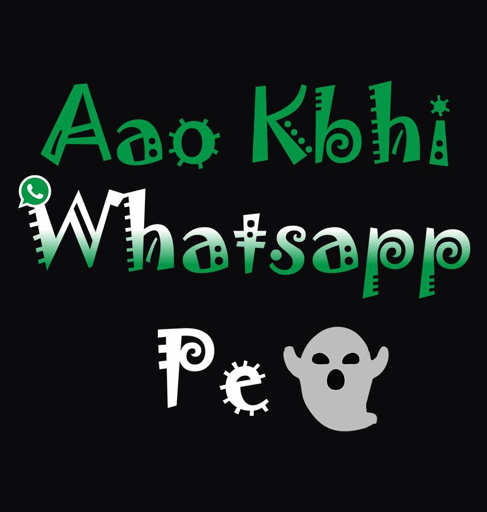 FunkyTradition Black Round Neck Aao Kabhi Whatsapp Pe Men Half Sleeves T-Shirt