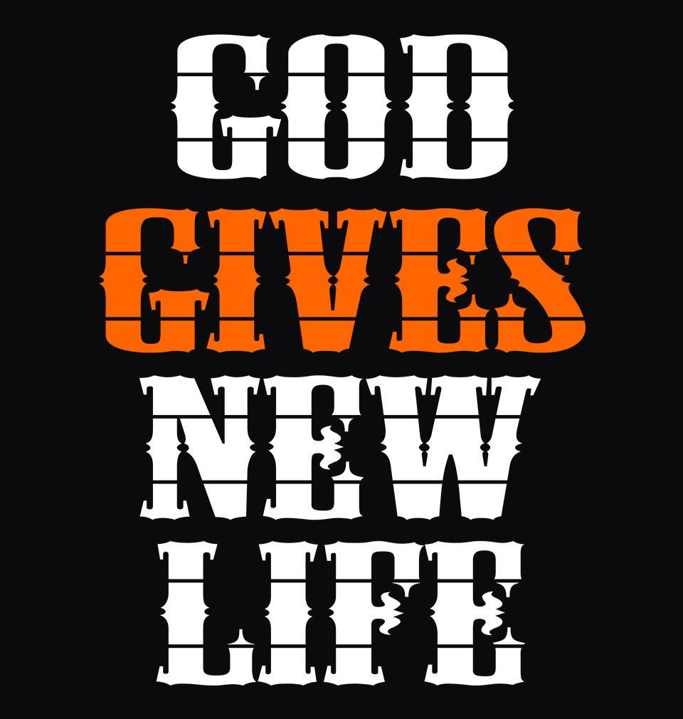 FunkyTradition Black Round Neck God Gives New Life Men Half Sleeves T-Shirt