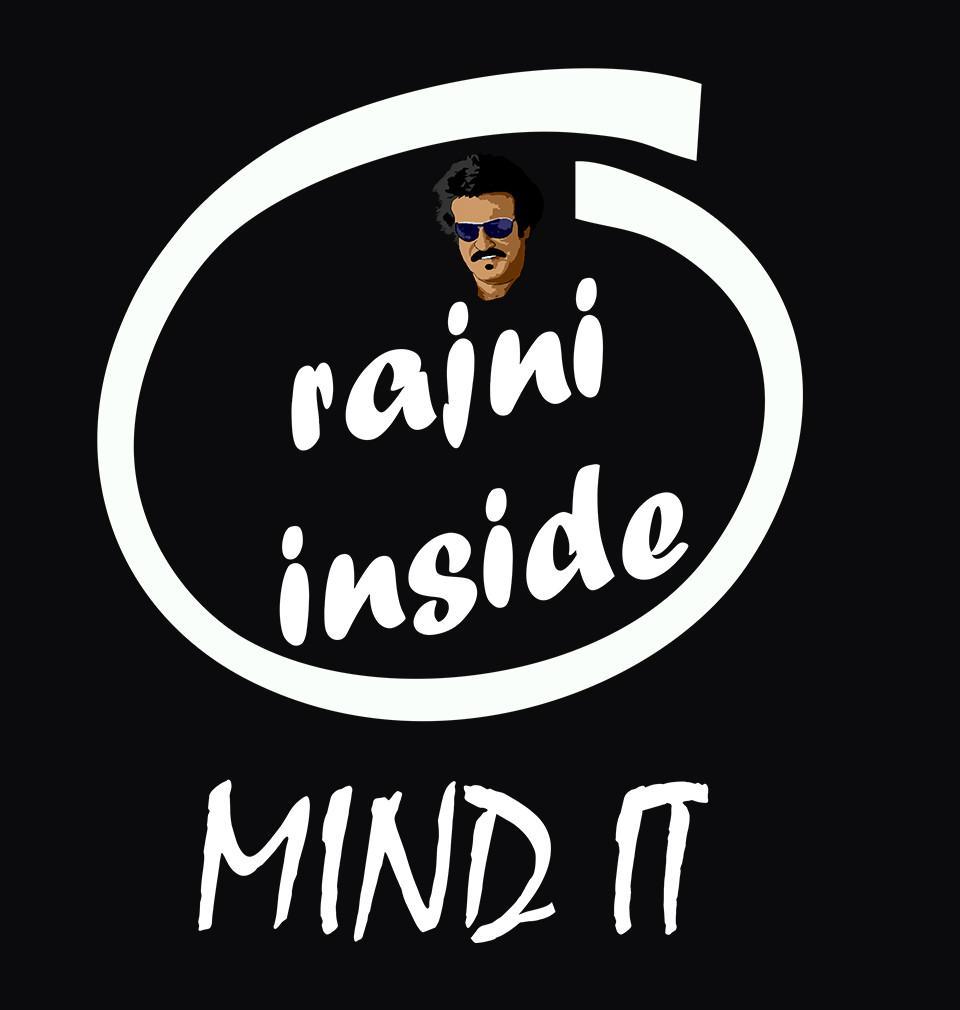 FunkyTradition Black Round Neck Rajni Inside Men Half Sleeves T-Shirt