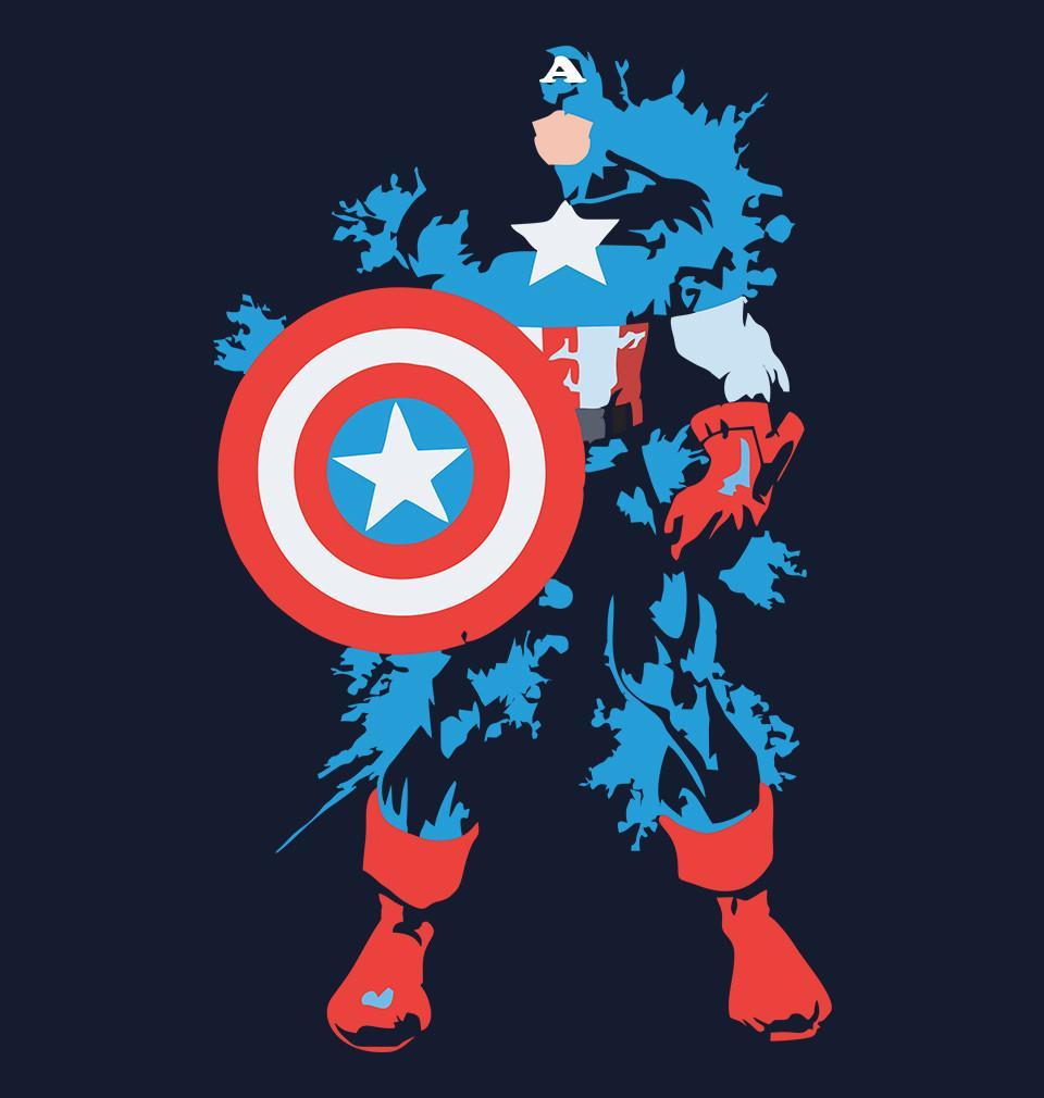 FunkyTradition Black Round Neck Captain America Design Half Sleeves T-Shirt