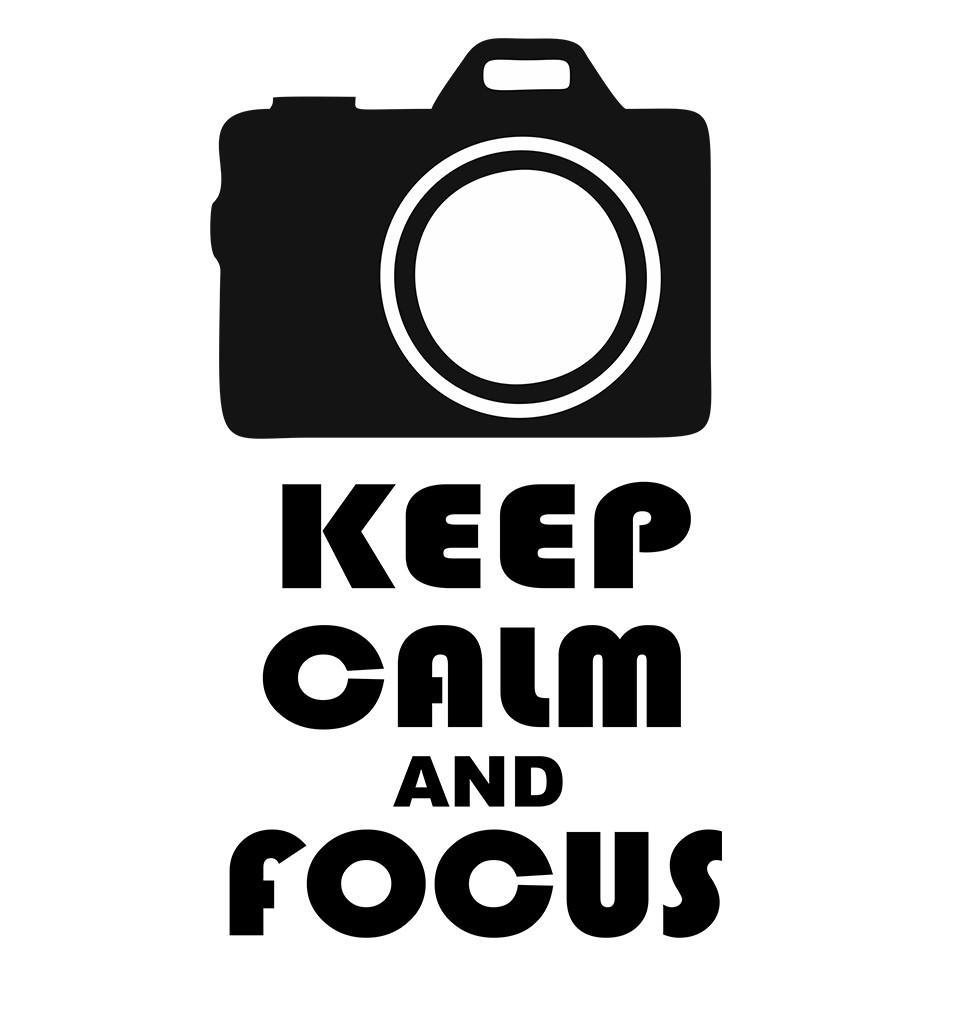 FunkyTradition White Round Neck Keep Calm And Focus Half Sleeves T-Shirt