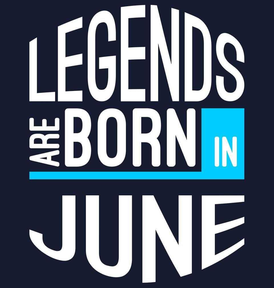 FunkyTradition Navy Blue Round Neck Legends Are Born In June Men Half Sleeves T-Shirt
