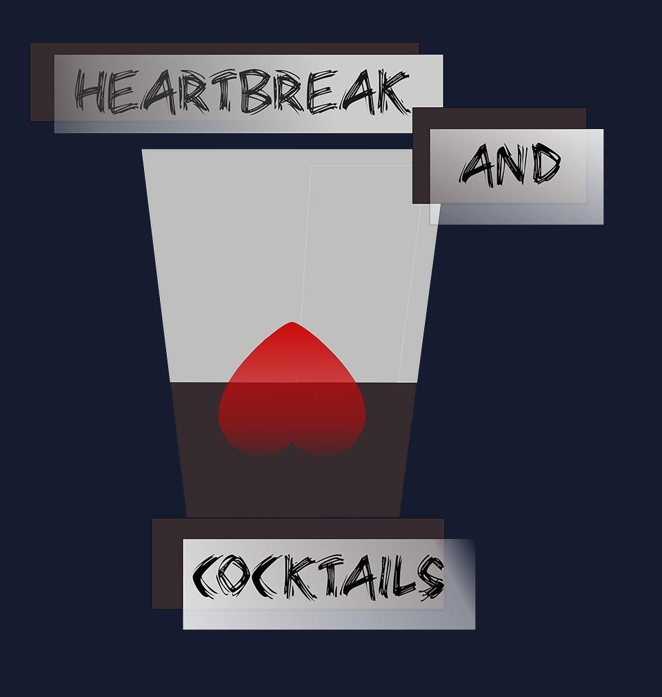 FunkyTradition Navy Blue Round Neck Heart Break And Cocktails Men Half Sleeves T-Shirt