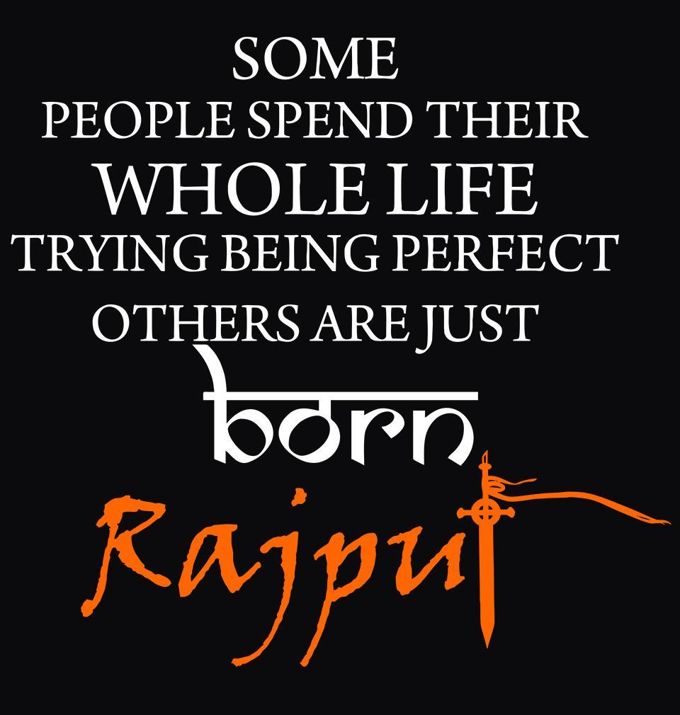 FunkyTradition Black Round Neck Born Rajput Half Sleeves T-Shirt