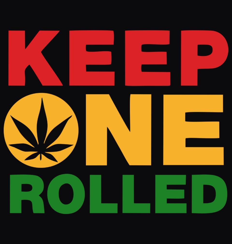 FunkyTradition Black Round Neck Keep One Rolled Half Sleeves T-Shirt