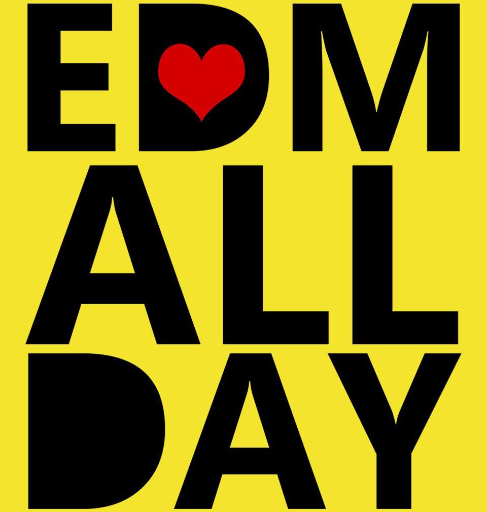 FunkyTradition Yellow Round Neck EDM All Day Men Half Sleeves T-Shirt