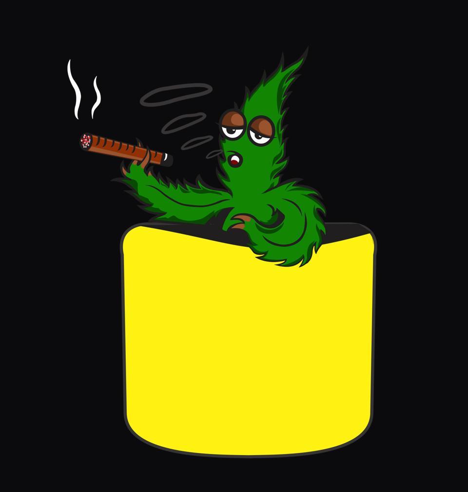 FunkyTradition Black Round Neck Pocket Weed Men Half Sleeves T-Shirt