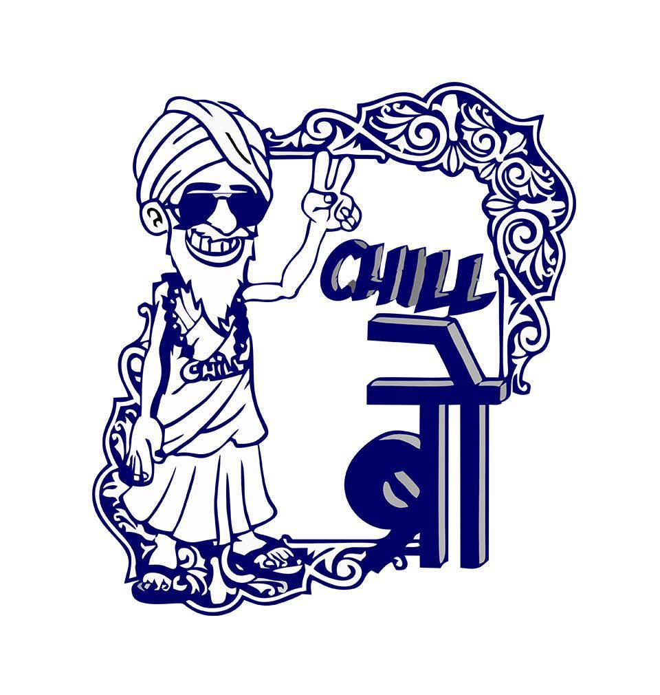 FunkyTradition White Round Neck Chill Bro Half Sleeves T-Shirt