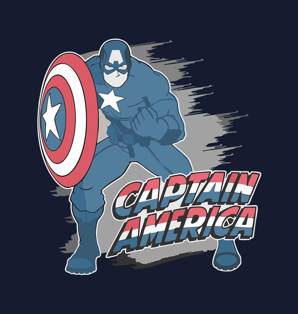 FunkyTradition Black Round Neck Captain America Men Half Sleeves T-Shirt
