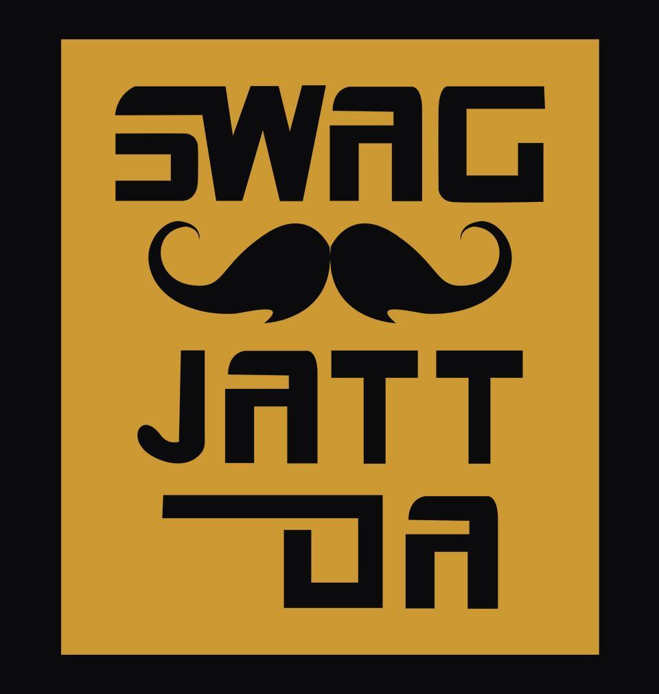 FunkyTradition Black Round Neck Swag Jatt Da Half Sleeves T-Shirt