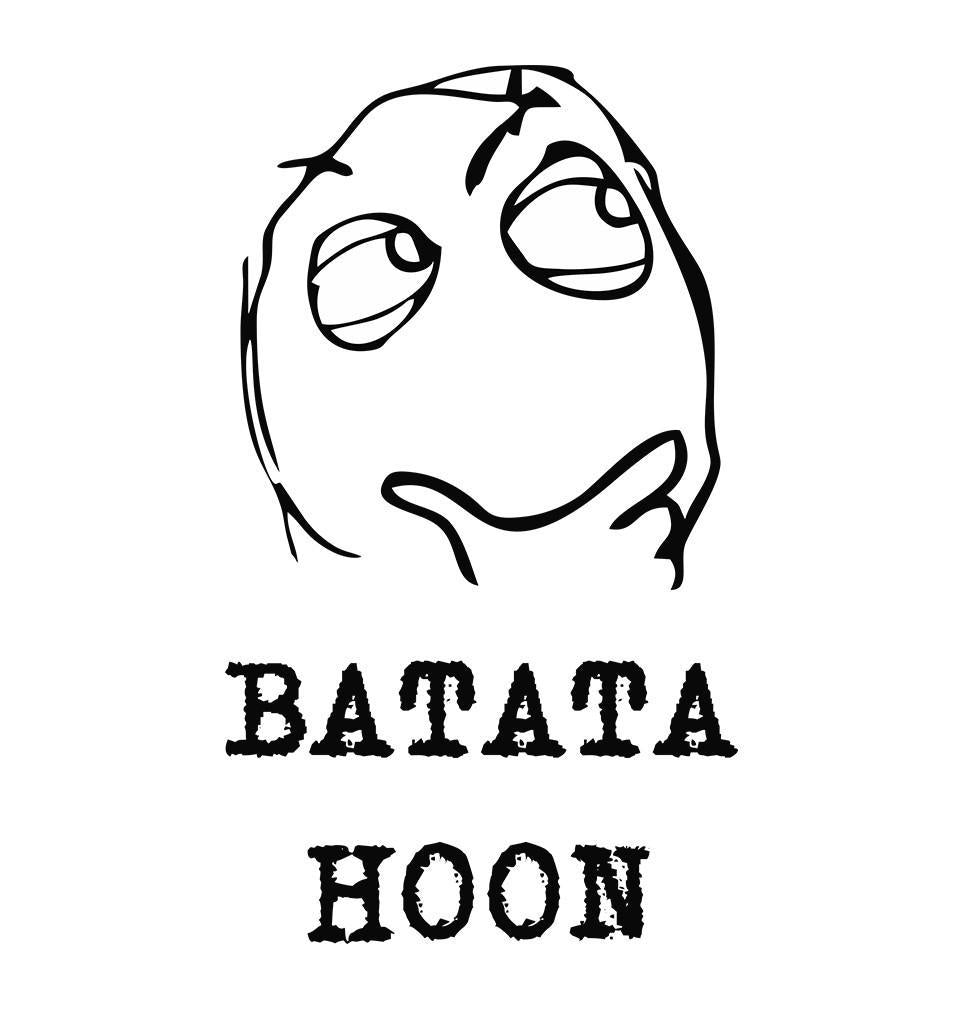 FunkyTradition White Round Neck Batata Hoon Men Half Sleeves T-Shirt