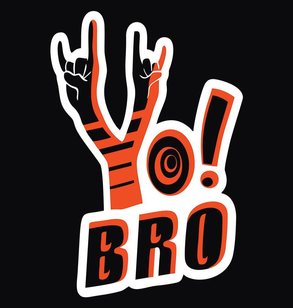 FunkyTradition Black Round Neck Yo Bro Men Half Sleeves T-Shirt