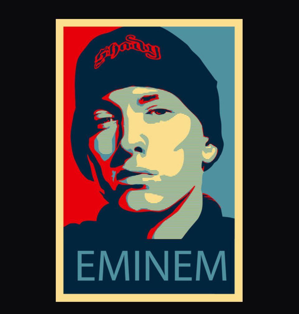 FunkyTradition Black Round Neck King Of Rap Eminem Half Sleeves T-Shirt