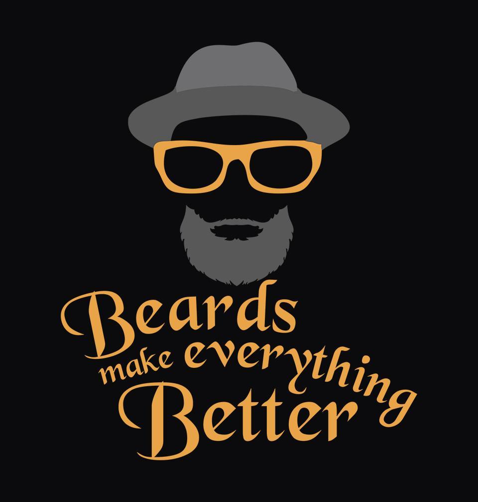 FunkyTradition Black Round Neck Beards Make Everything Better Half Sleeves T-Shirt