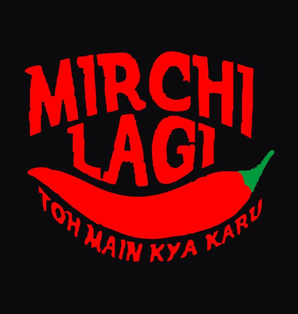 FunkyTradition Black Round Neck Mirchi Lagi Men Half Sleeves T-Shirt