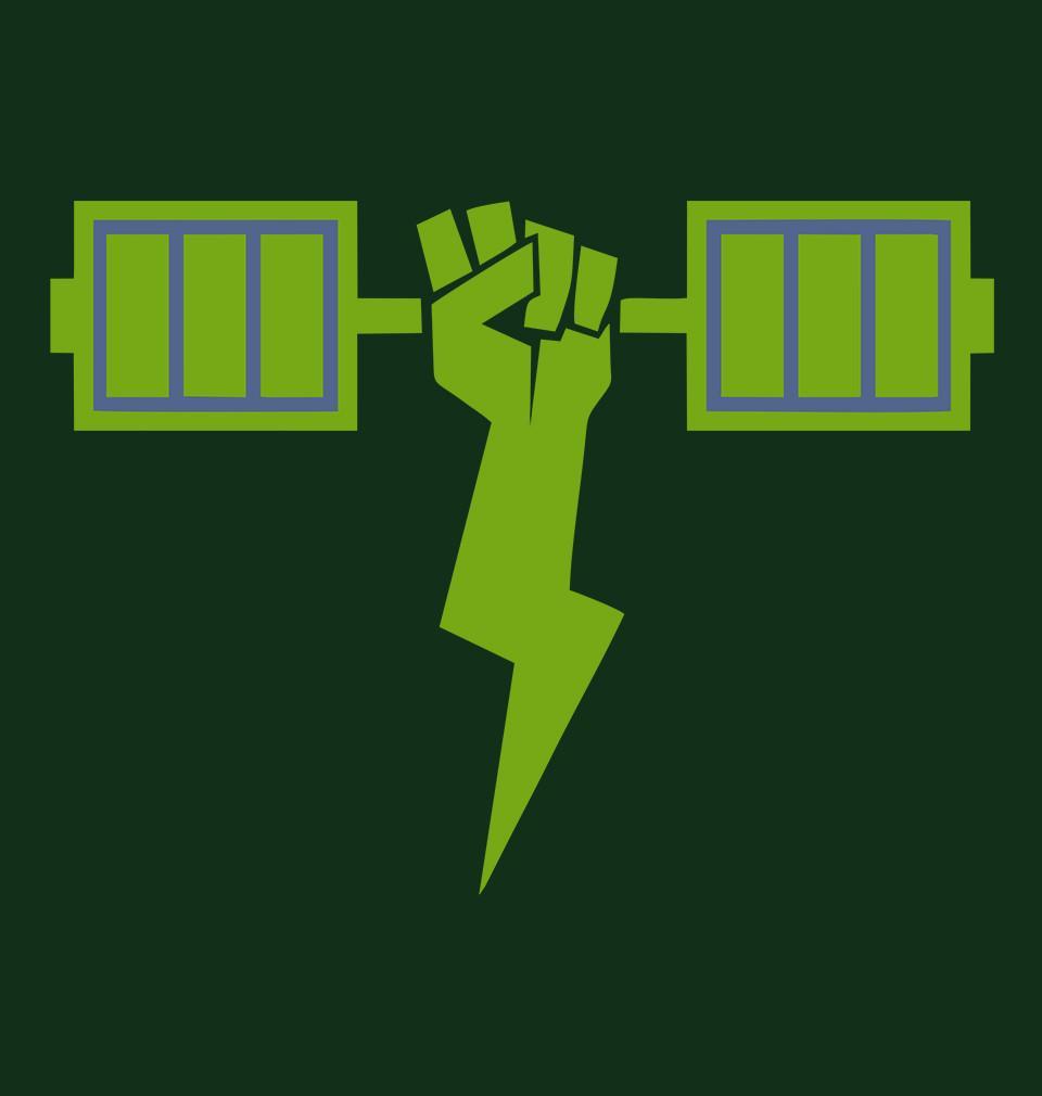 FunkyTradition Olive Green Round Neck Dumbell Charge Men Half Sleeves T-Shirt