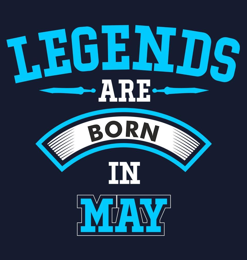 FunkyTradition Navy Blue Round Neck Legends Are Born In May Men Half Sleeves T-Shirt