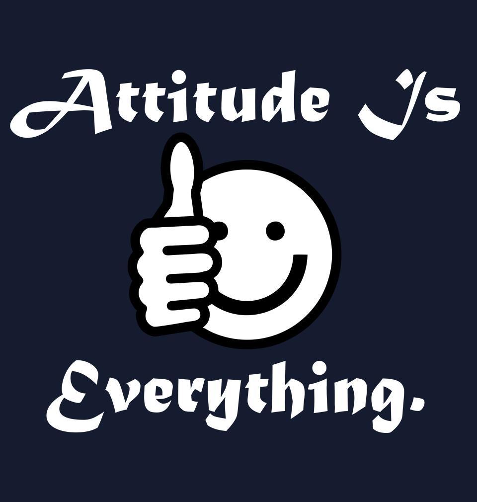 FunkyTradition Navy Blue Round Neck Attitude Is Everything Half Sleeves T-Shirt
