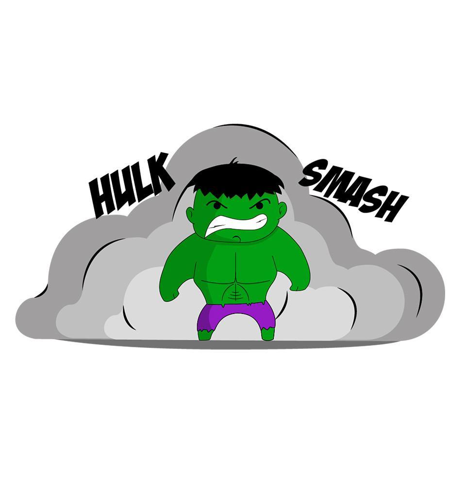 FunkyTradition Grey Round Neck Hulk Smash Men Half Sleeves T-Shirt