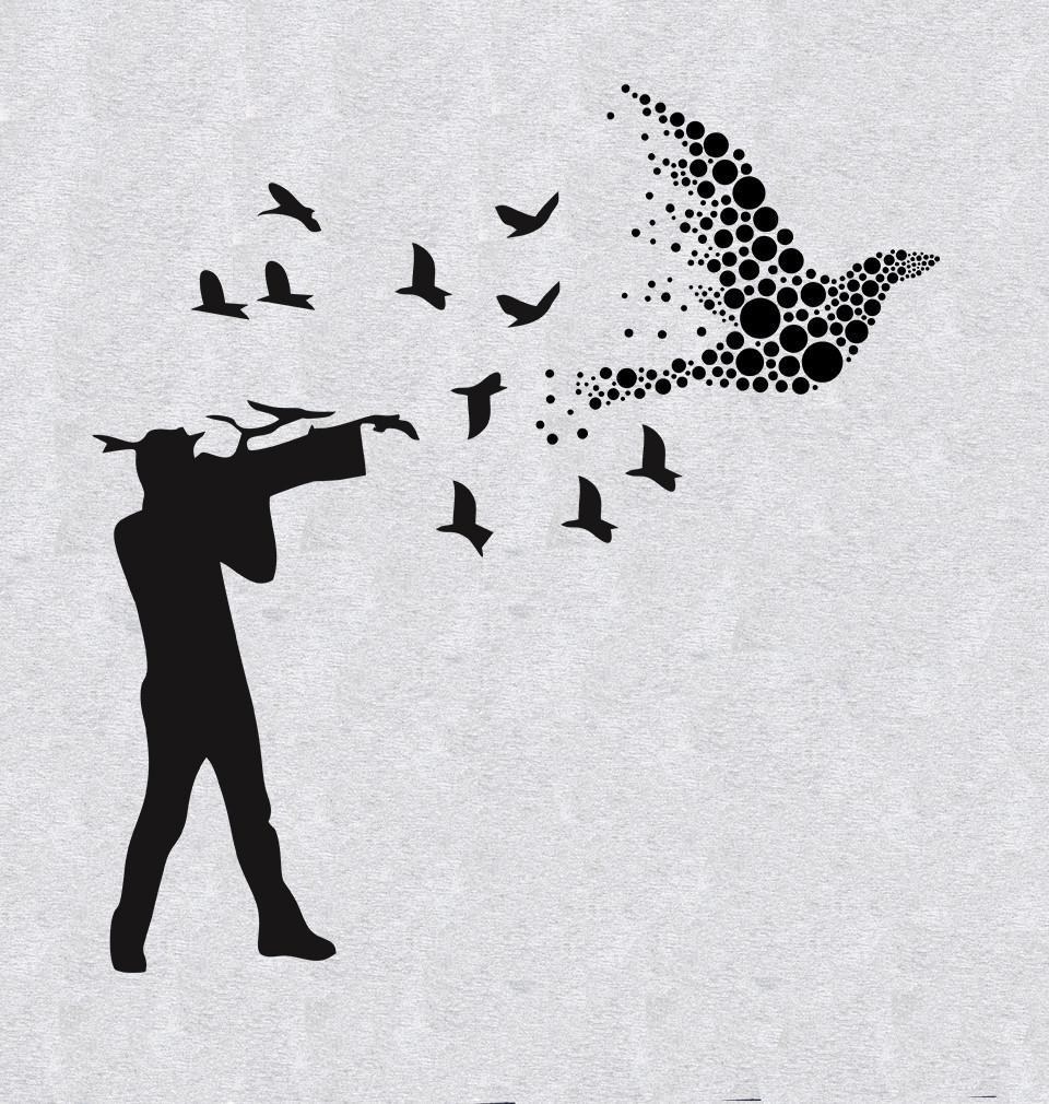 FunkyTradition Round Neck Flying Birds Half Sleeve T-Shirt